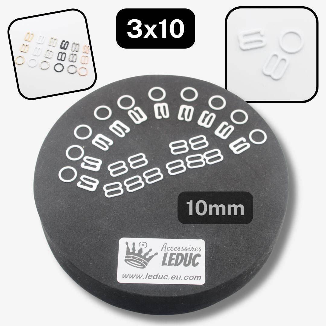 Lingerie Buckles 10mm available in Black, Gunmetal, Silver or White, in Shapes Round, Slider or Slider Hook - ACCESSOIRES LEDUC BV