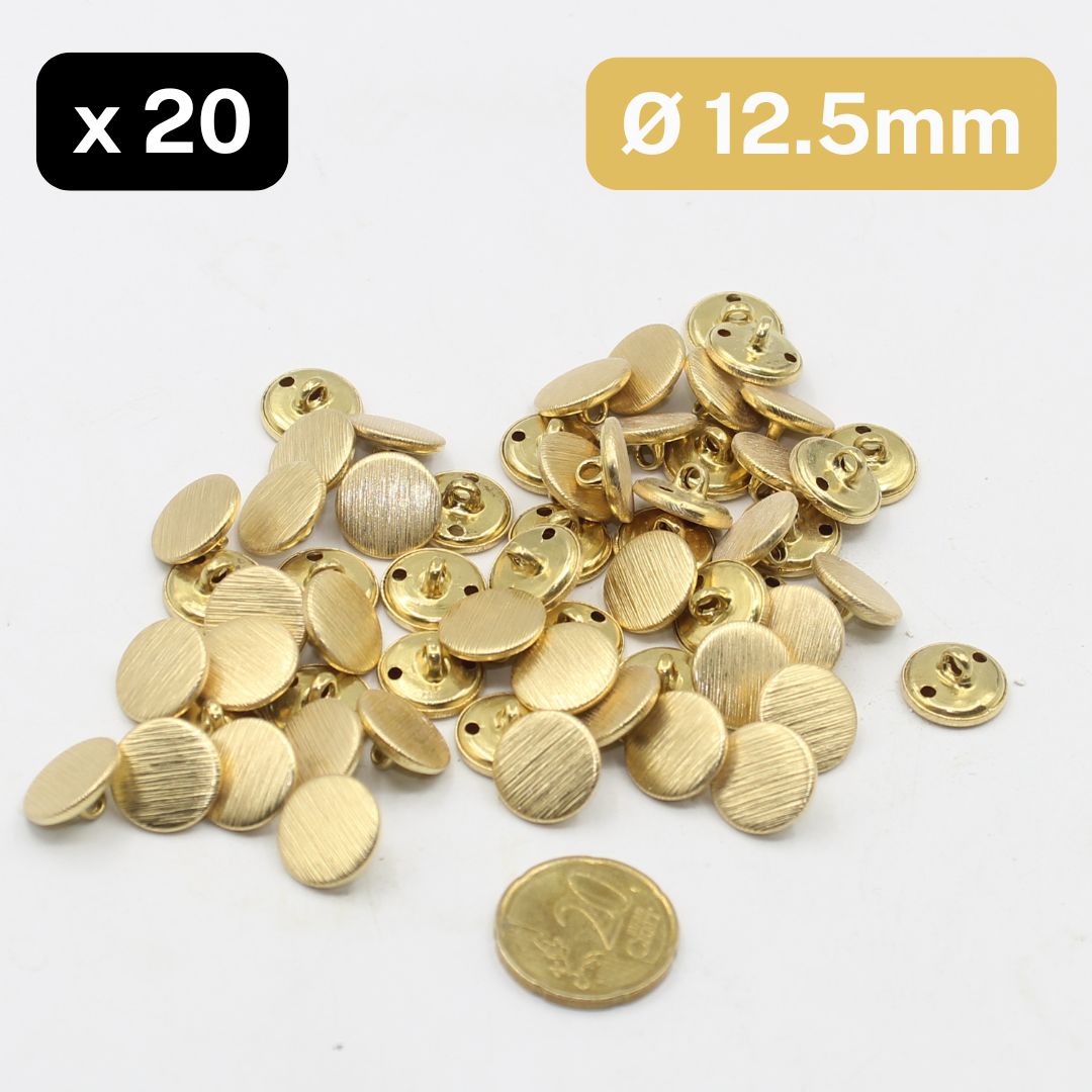 20 Pieces Gold Metal Buttons Size 12,5MM #KMQ500320