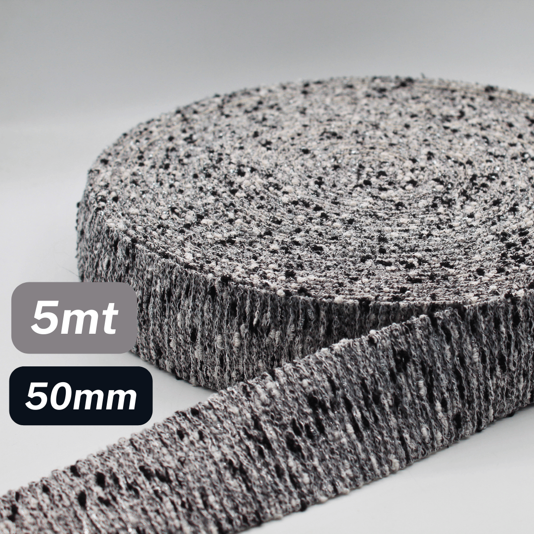 5 Meters Waistband Elastic in shades of Grey 50mm - ACCESSOIRES LEDUC BV