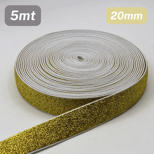 5 Meters Waistband Elastic Lurex gold 20mm - ACCESSOIRES LEDUC BV