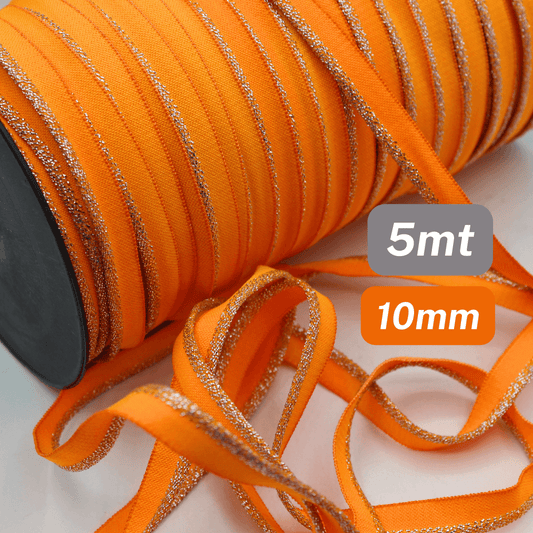 5 Meters Elastic Lurex Orange 10mm - ACCESSOIRES LEDUC BV