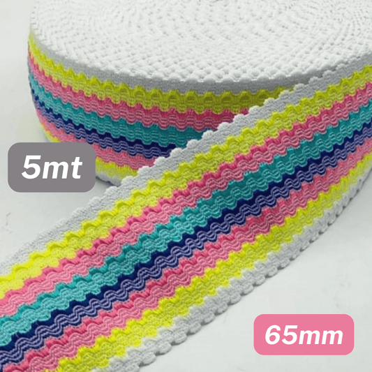 5 Meters Waistband Elastic White/ Yellow/Pink/Turquoise/Purple 65mm - ACCESSOIRES LEDUC BV
