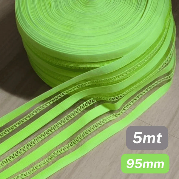 5 Meters Waistband Elastic Neon Yellow 95mm - ACCESSOIRES LEDUC BV