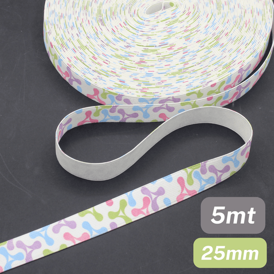 5 Meters Waistband Elastic Pink / Blue / Green 25mm - ACCESSOIRES LEDUC BV