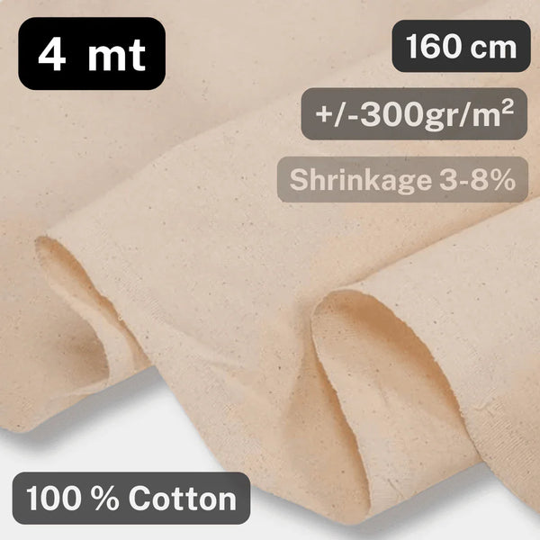 4 Meters 100% COTTON CALICOT FABRIC, Width 160CM, Weight 300gr/m² Colour ecru NATURAL - ACCESSOIRES LEDUC BV