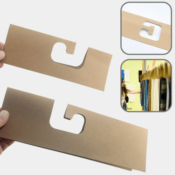 20 Cardboard Neutral Fabric Hangers Natural Colour available in 30x10cm or 22x8cm - ACCESSOIRES LEDUC BV