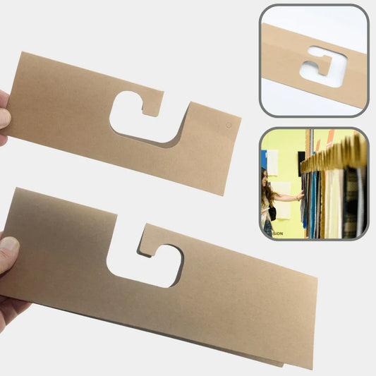 20 Cardboard Neutral Fabric Hangers Natural Colour available in 30x10cm or 22x8cm - ACCESSOIRES LEDUC BV