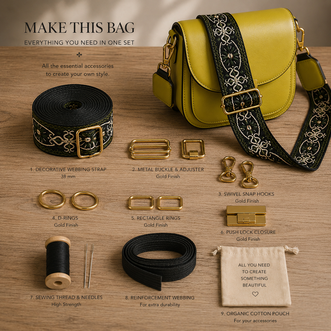 Floral Bag Strap Webbing 38 mm – Premium Jacquard Decorative Trim for Bags & Upholstery   (RUB3584)