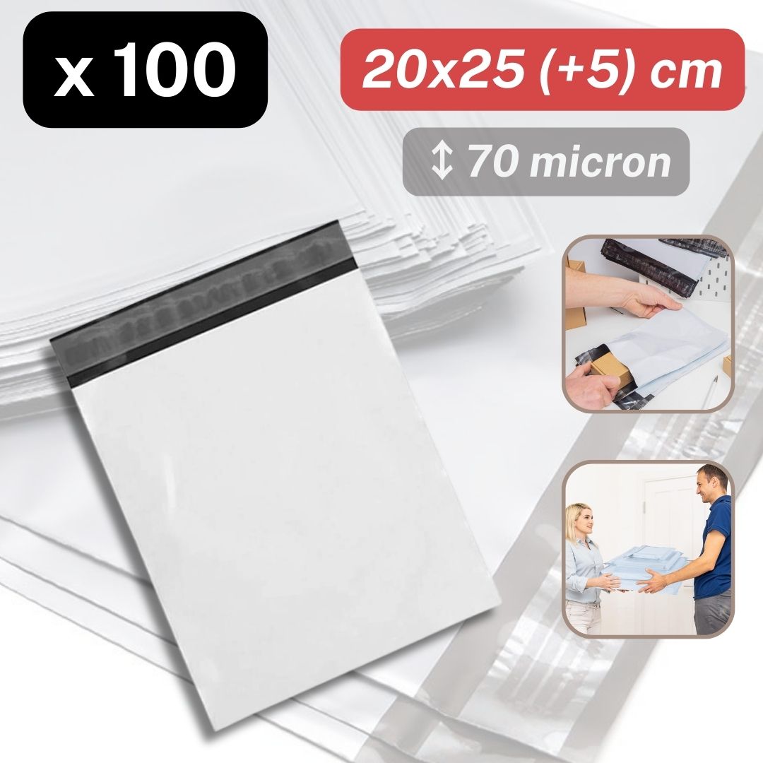 Coex Enveloppes available in sizes 20x25cm or 25x30cm, 70microns, packed by 100 pieces - ACCESSOIRES LEDUC BV