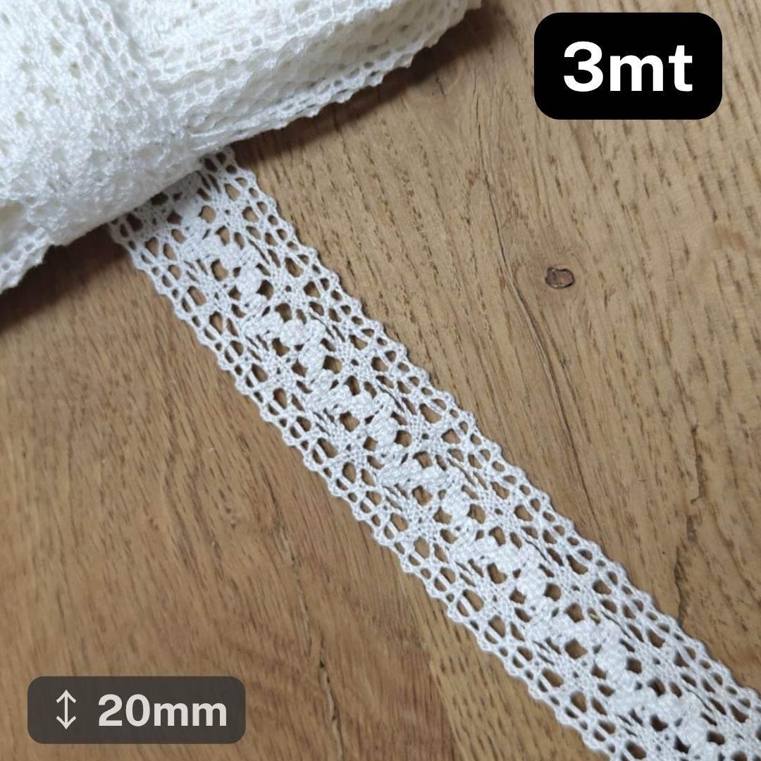 3 meters white Macramé Lace 20mm #DEN250620E - ACCESSOIRES LEDUC BV