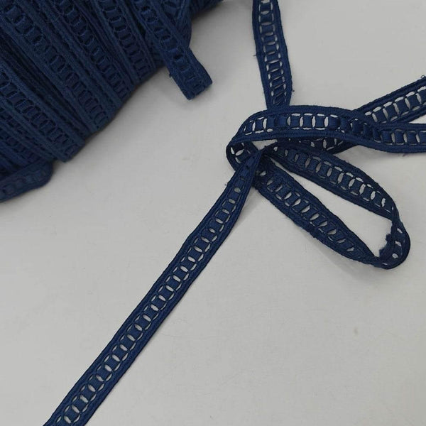 10 meter Navy Jour Echelle Lace 15mm 100% Cotton - ACCESSOIRES LEDUC BV