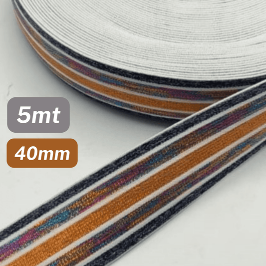 5 Meters Waistband Elastic Striped Lurex Multicolour 40mm #ELA2055 - ACCESSOIRES LEDUC BV
