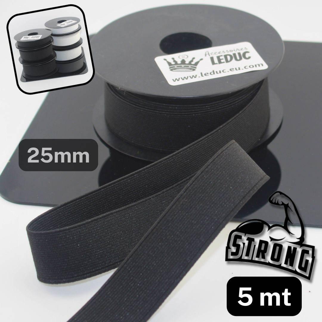 5 meters Super Strong Elastic - High Tension - Black or White available in sizes 20mm 25mm or 30mm #ELCOT - ACCESSOIRES LEDUC BV