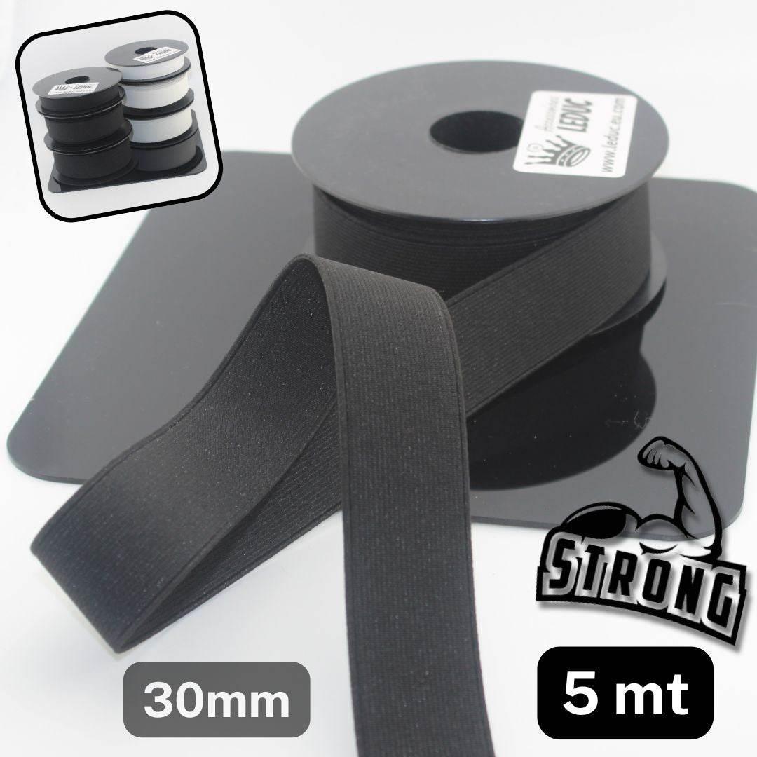 5 meters Super Strong Elastic - High Tension - Black or White available in sizes 20mm 25mm or 30mm #ELCOT - ACCESSOIRES LEDUC BV