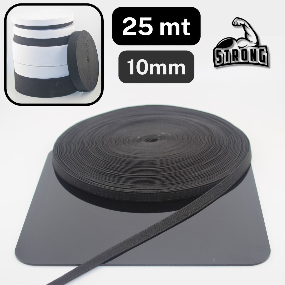 25 meters Super Strong Elastic - High Tension - Black or White available in sizes 10mm 15mm 20mm 25mm 30mm 40mm or 60mm #ELCOT (Copy)