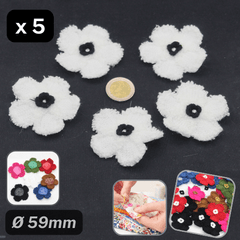 Set of 5 Fabric Bicolor Flower Brooches / Corsage Sew-on Ø59mm #F1-02 - ACCESSOIRES LEDUC BV