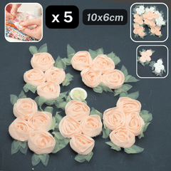 Set of 5 Voile Roses -Sew-on 100x60mm #F1-08