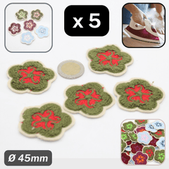 Set of 5 Fabric Bicolor Flower Iron-on Applications Ø45mm #F1-12 - ACCESSOIRES LEDUC BV