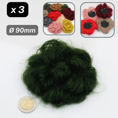 Set of 3 Woolen Flowers with safety pins Applications Ø90mm #F3-00