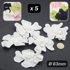 Set of 5 Fabric Colorful Flowers with safety pins Applications Ø83mm #F6-08