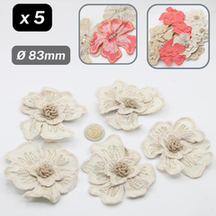 Set of 5 Fabric Colorful Flowers with safety pins Applications Ø83mm #F6-08