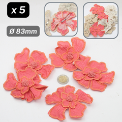 Set of 5 Fabric Colorful Flowers with safety pins Applications Ø83mm #F6-08