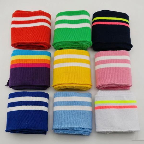 Knitted Striped Ribbing Cuffs - without Lurex - for Jackets Sweaters & Sewing