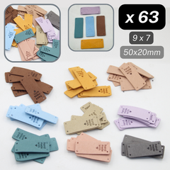 Set of 7 Fake Suede Labels - Rectangle Shape - tagged "Handmade with ♥" - size50x20mm (Sew-on)