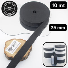 10 meters High Elasticity - High Tension Elastic Black or White available in sizes 10/15/20/25/30/40 or 60mm