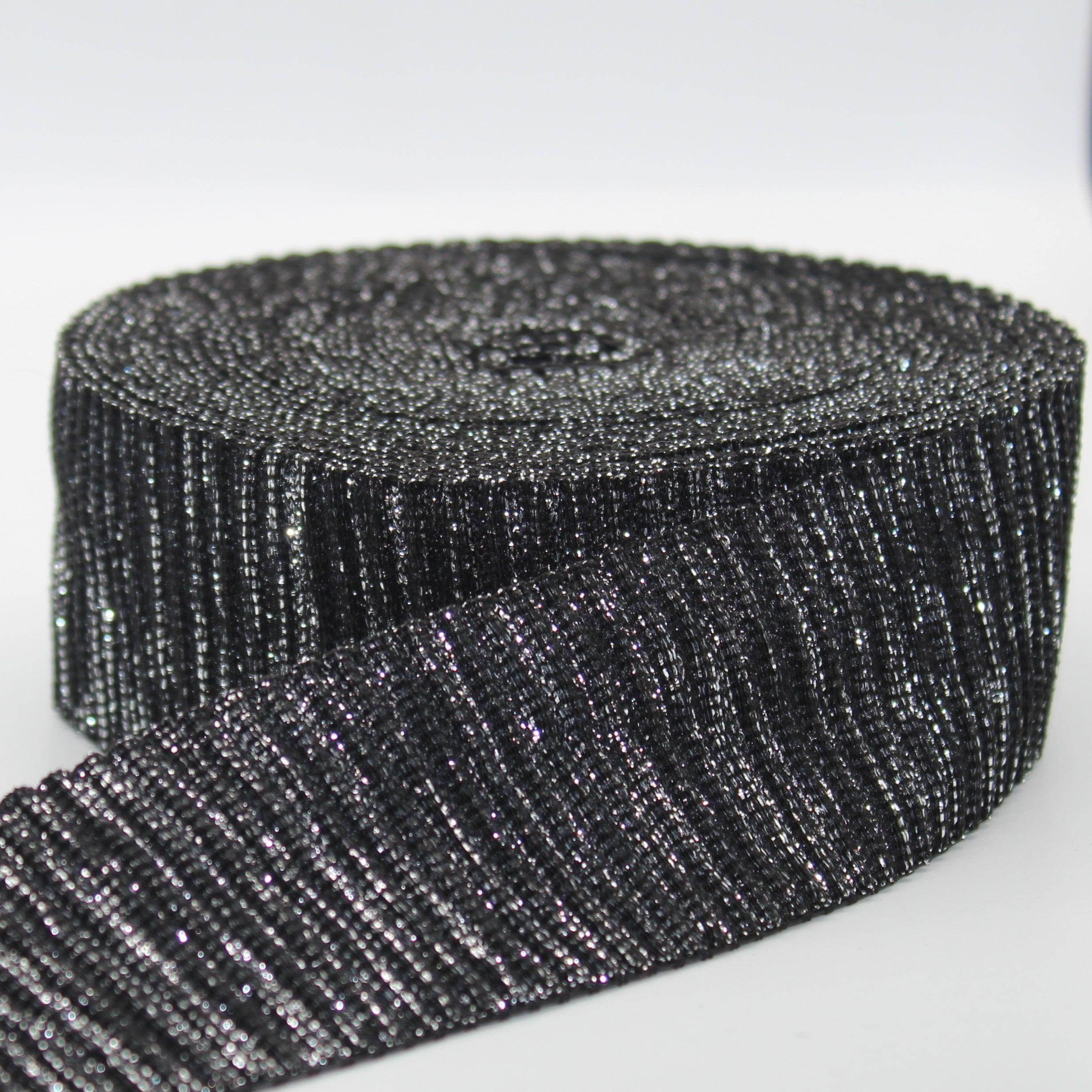 3 meters Black & Silver Soft Plissé Elastic 50mm - ACCESSOIRES LEDUC BV