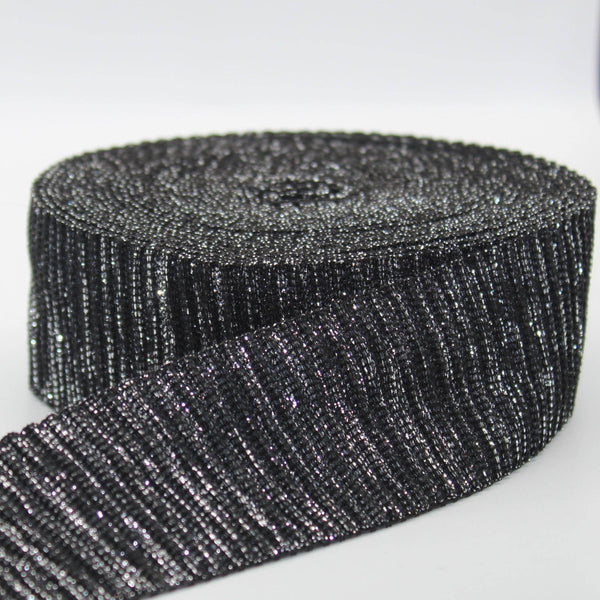3 meters Black & Silver Soft Plissé Elastic 50mm - ACCESSOIRES LEDUC BV