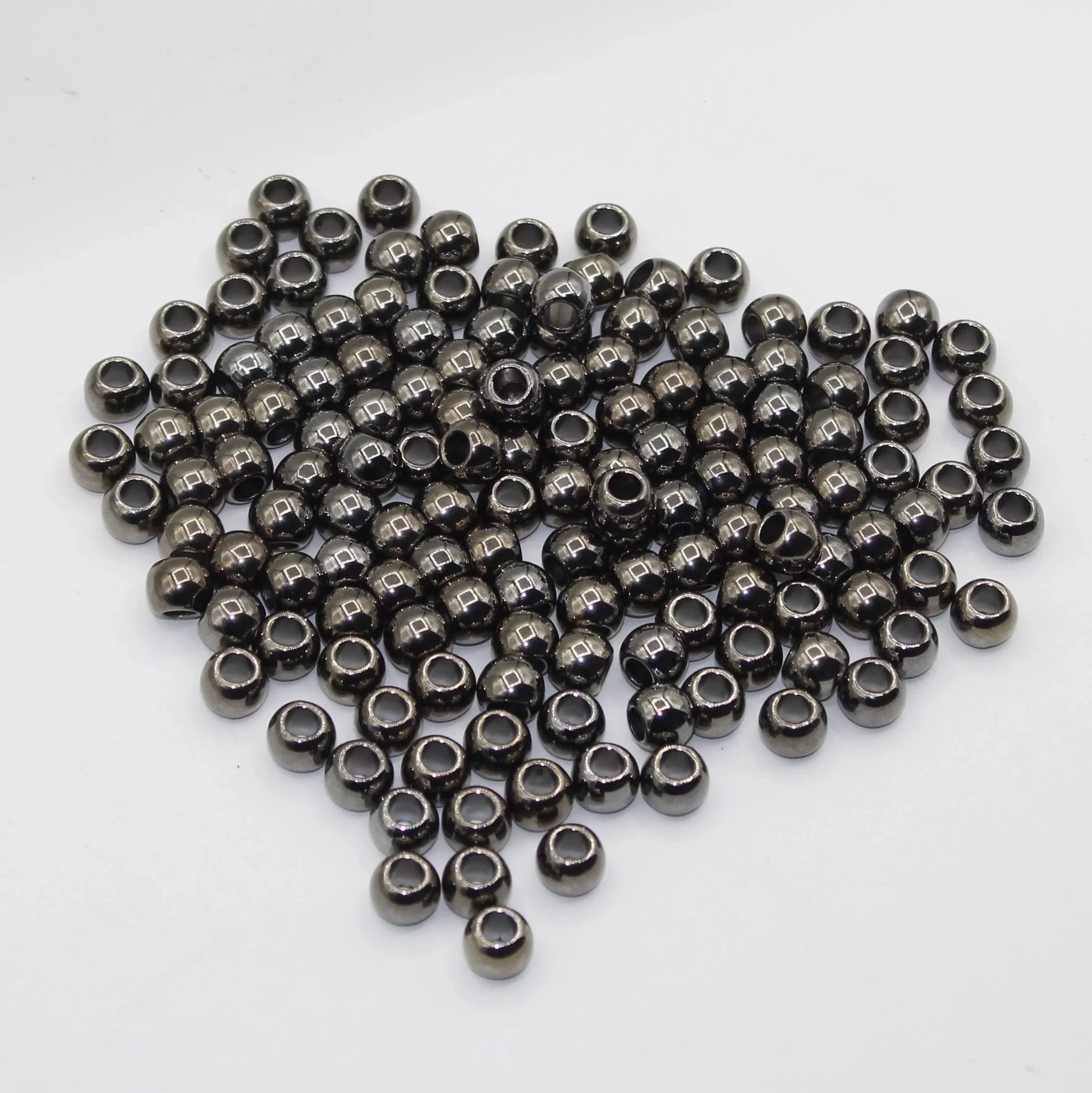 50 Metalized Gun Metal Nylon Beads 7mm Hole 5mm #ARR5080 - ACCESSOIRES LEDUC BV