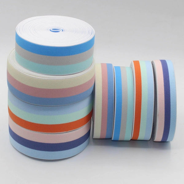 Colorful Striped Elastic #ELA2824 - 25mm or 40mm - 10 meters - ACCESSOIRES LEDUC BV