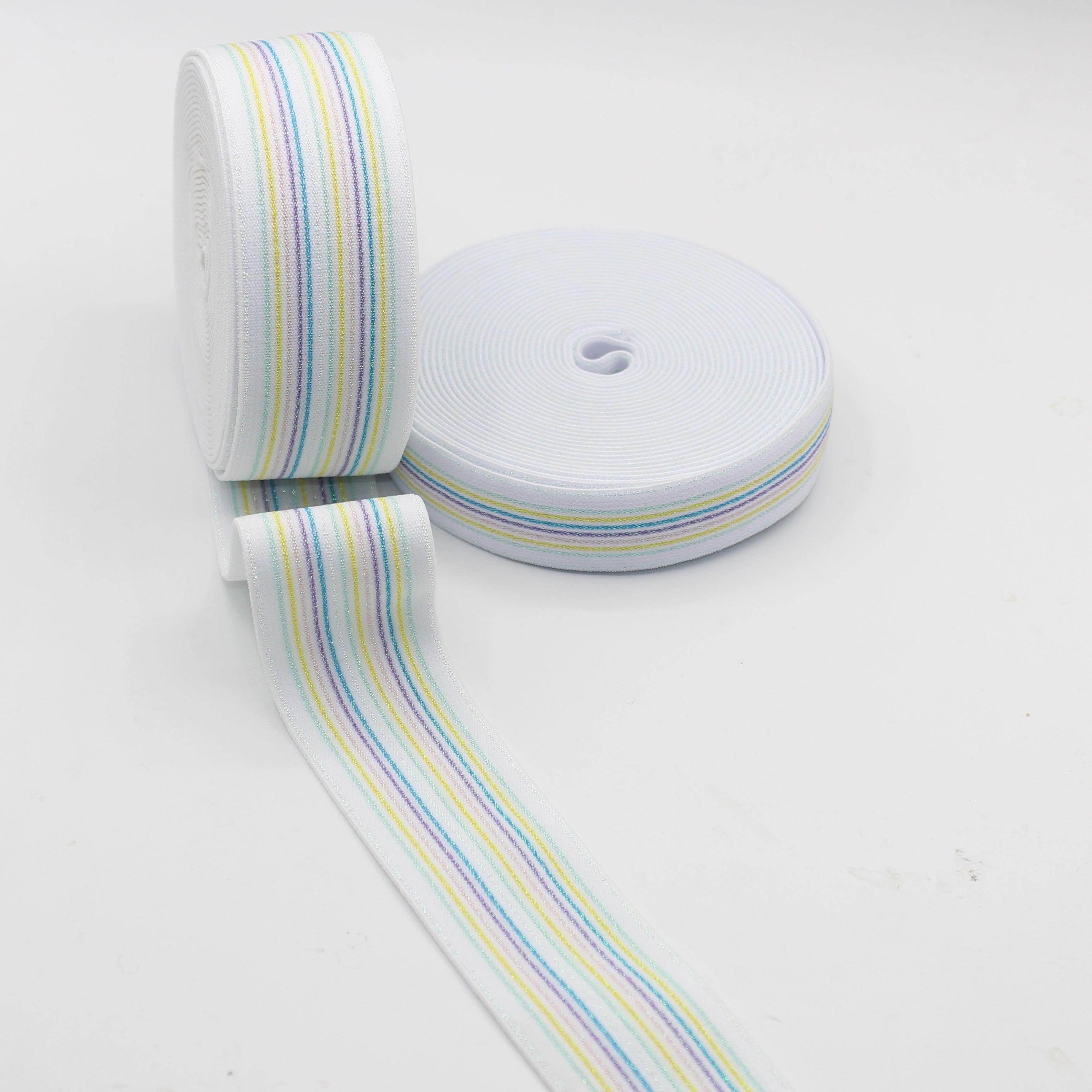 Coloured Elastic with Lurex Stripes #ELA2825 - 25mm or 40mm - 10 meters - ACCESSOIRES LEDUC BV