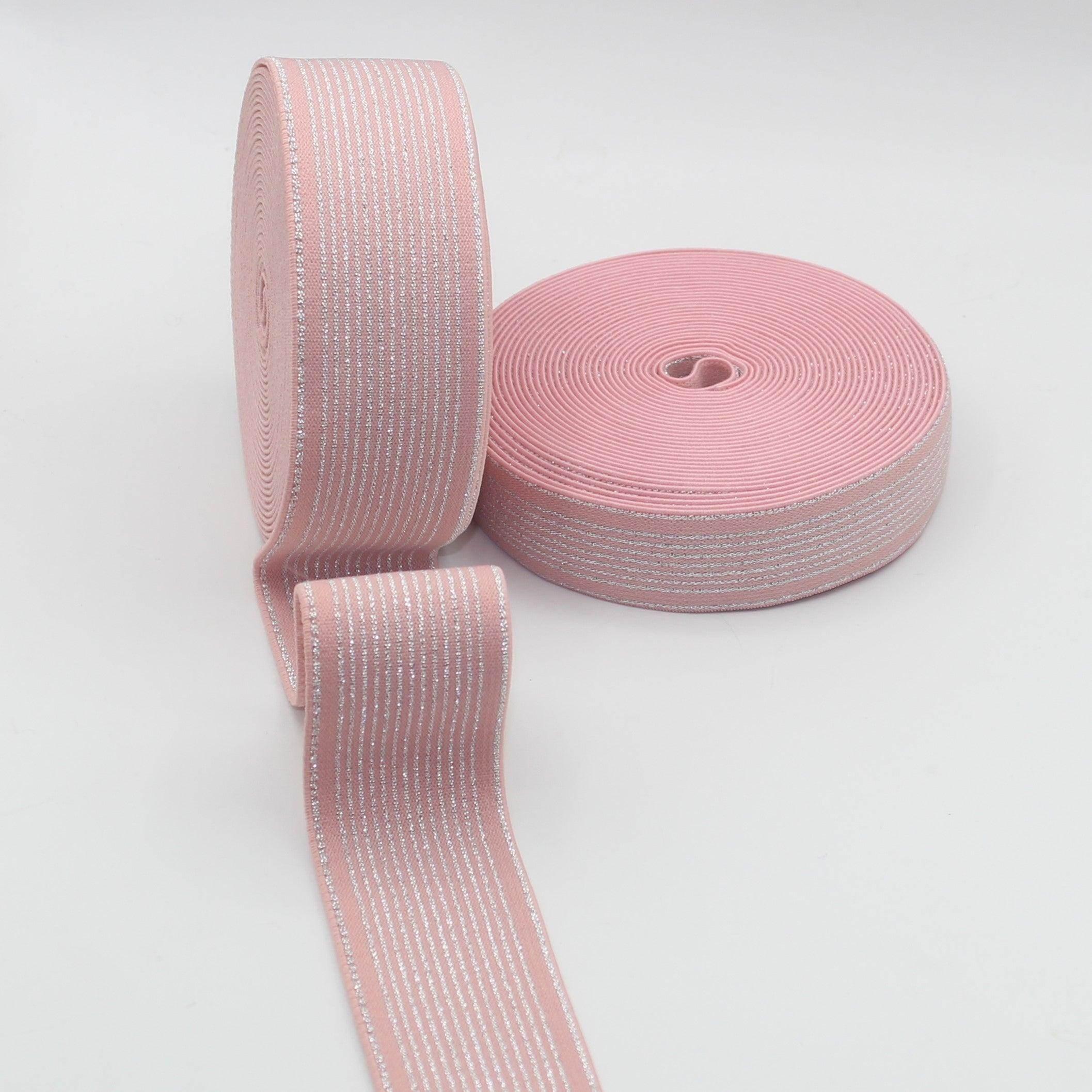 Coloured Elastic with Lurex Stripes #ELA2825 - 25mm or 40mm - 10 meters - ACCESSOIRES LEDUC BV