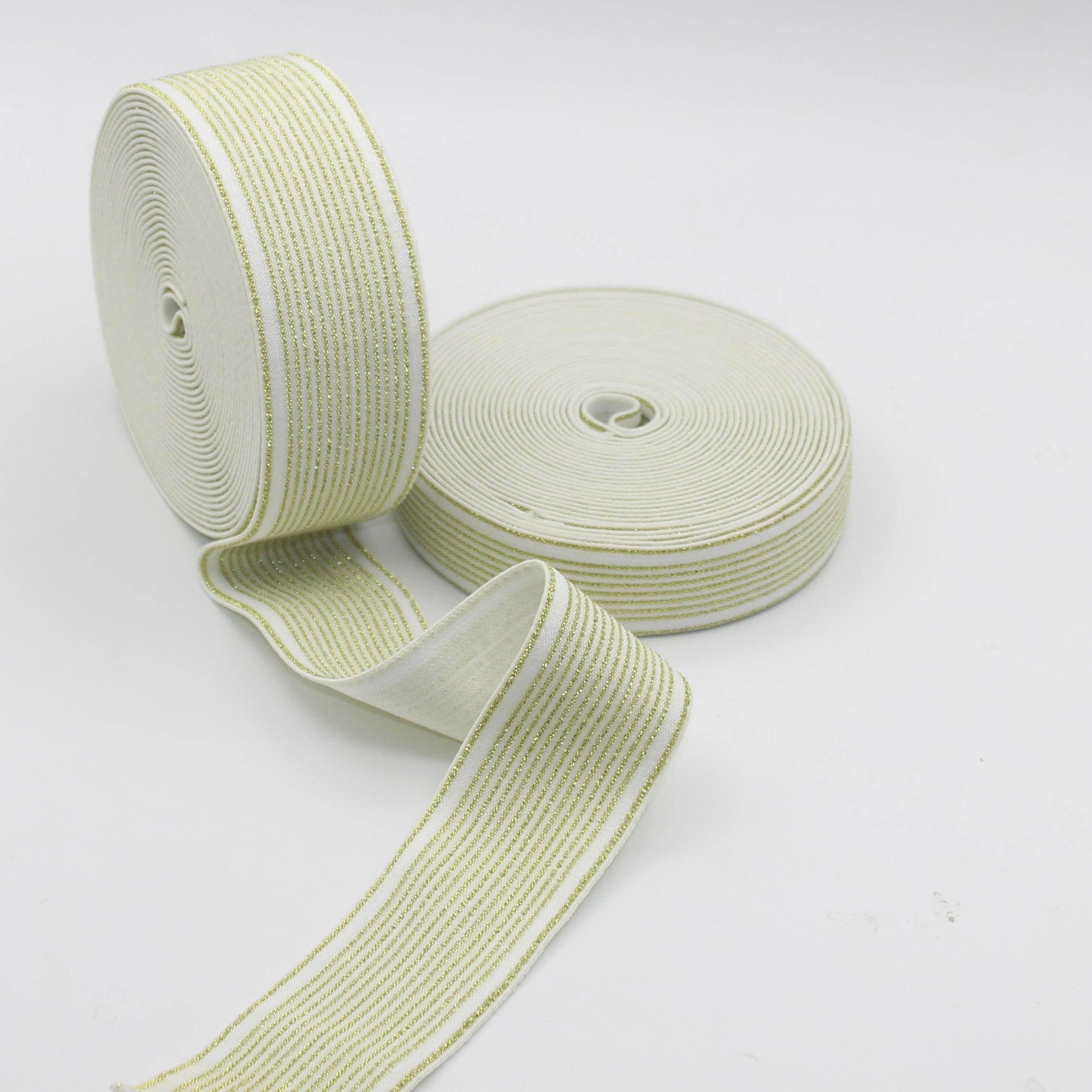 Coloured Elastic with Lurex Stripes #ELA2825 - 25mm or 40mm - 10 meters - ACCESSOIRES LEDUC BV