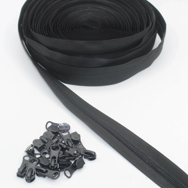10 meters Waterproof Zipper + 20 pullers size 3# or 5# #ZV134 - ACCESSOIRES LEDUC BV