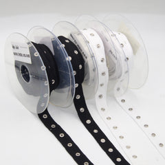 5 meters Cotton Snap Buttons Tape 20mm with spacing of 23mm between the Snaps, available in Black or White - ACCESSOIRES LEDUC BV