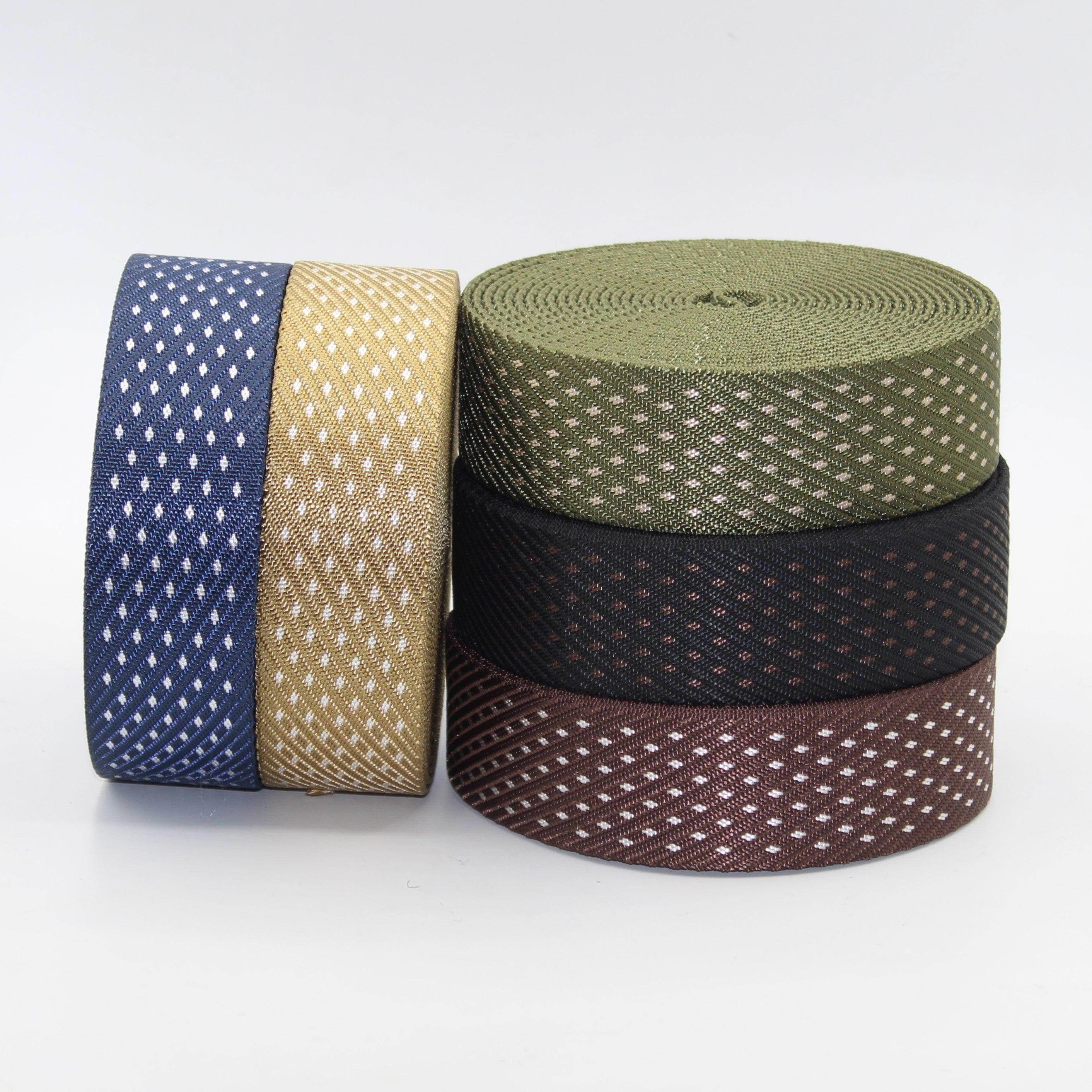 5 meters Shiny Webbing w Lurex Dots 38mm #RUB1929 - ACCESSOIRES LEDUC BV
