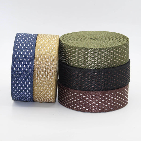 5 meters Shiny Webbing w Lurex Dots 38mm #RUB1929 - ACCESSOIRES LEDUC BV