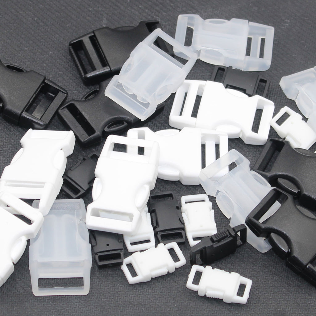 5 Kunststoffschnallen für Größe 10 mm oder 20 mm – Schwarz, Weiß oder Transparent #BNY4100