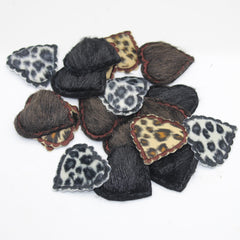 Set of 4 Heart Shape Patches in Fake Fur, Iron on , 49mm Diameter