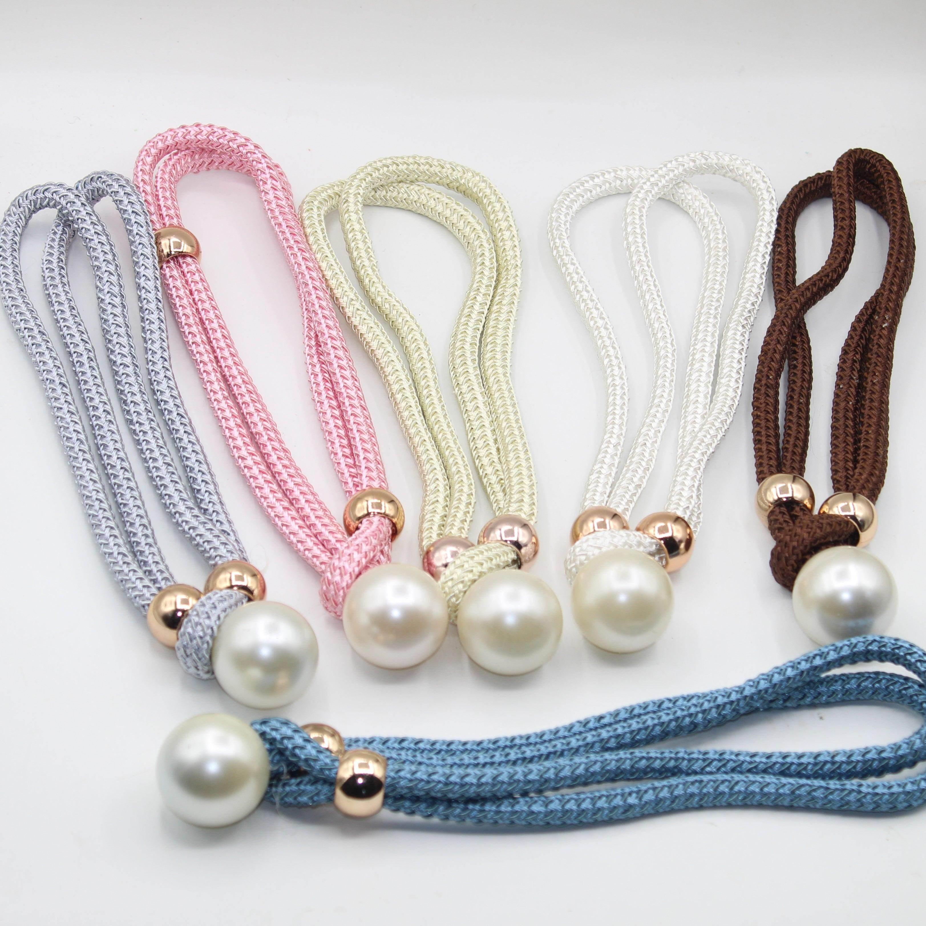 Pair of Tie Backs Finished with a Giant Pearl of 32mm Diameter. Adjustable to maintain the curtains a maximum diameter of 46cm #EMB05 - ACCESSOIRES LEDUC BV