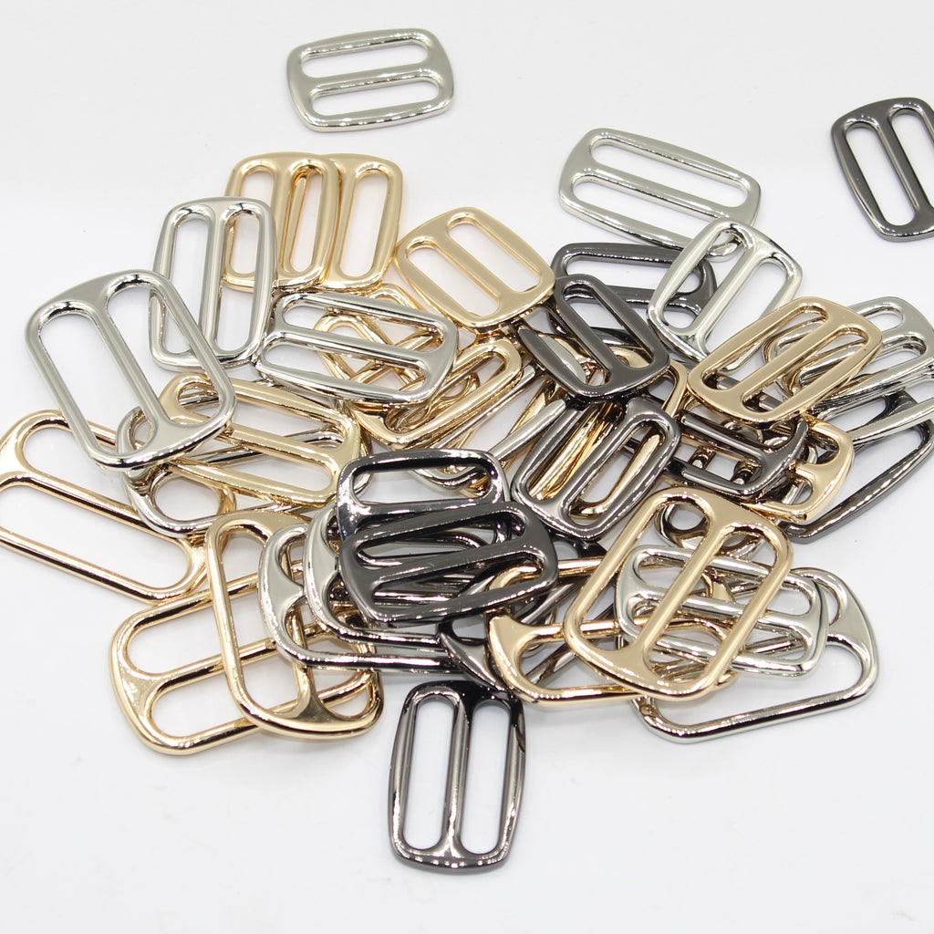 5 Metallic Loop Buckles (size 25mm, 30mm or 40mm), Rectangle Shape, with Round Corners #VSM2602, available in Silver, Gunmetal or Light Gold Colours
