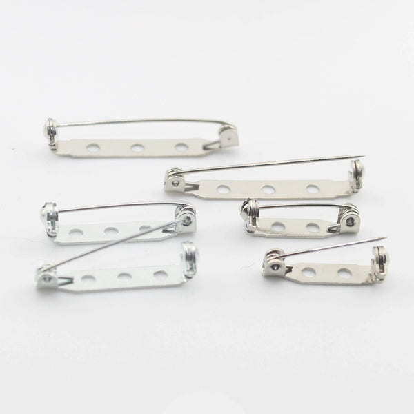 25 Brooch Pins, Brooch Backs, Silver Tone Two or Three Hole - ACCESSOIRES LEDUC BV