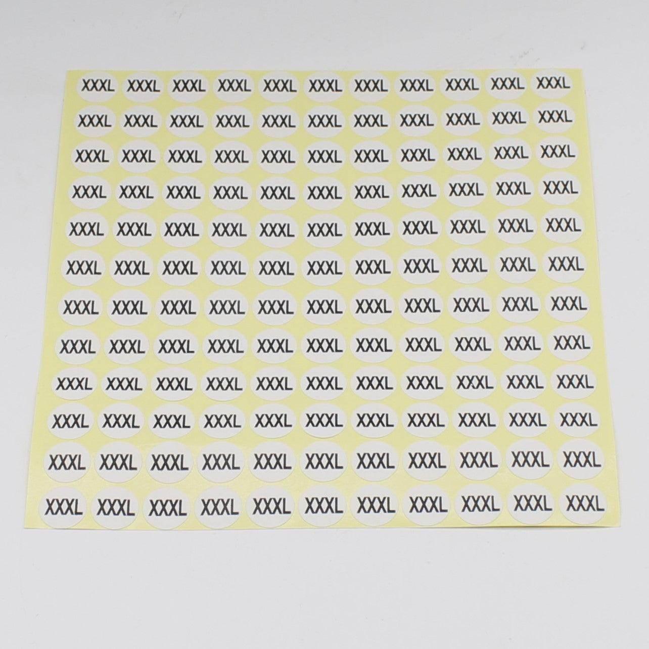 Page of 132 Size Labels for Clothes Paper Self Adhesive Sticker #HAB1x014 - ACCESSOIRES LEDUC BV