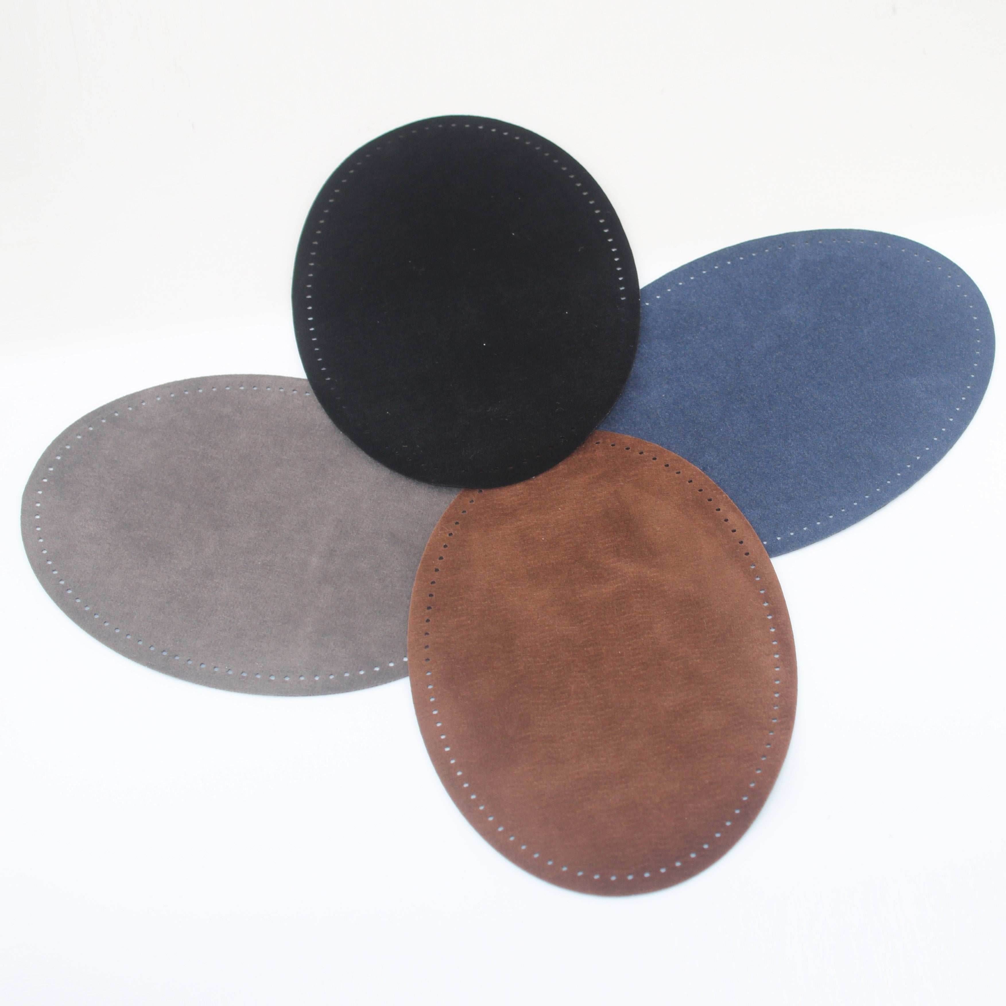 3 Pairs of Suede Elbow Patches - Iron on, perforated - 14x10cm - Available in Black, Grey, Brown or Blue - ACCESSOIRES LEDUC BV