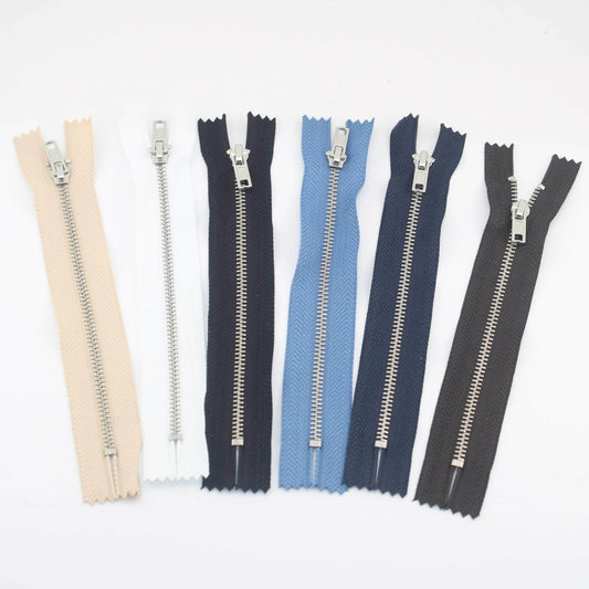 Set of 4 Trouser Metal Zippers - available in 12cm, 14cm, 16cm or 18cm - in Black, White, Blue, Navy, Beige or Brown - ACCESSOIRES LEDUC BV