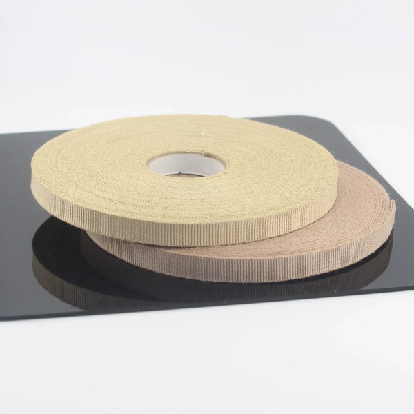 10 meters 10mm High Quality Cotton Gros Grain Tape available in Beige or Dark Beige - ACCESSOIRES LEDUC BV