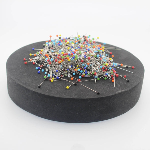 Box of 1000 Glass Head Pins mix colors, 30mm Length, Pin 0,60mm, Head 3,00mm - Real Glass - ACCESSOIRES LEDUC BV